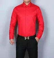 aruomoi ea7 chemise slim stretch unie rouge
